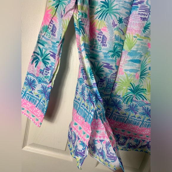 Lilly Pulitzer | Colourful Linen Ocean Cove Tunic Top “Private Island” - Medium - Picture 4 of 7